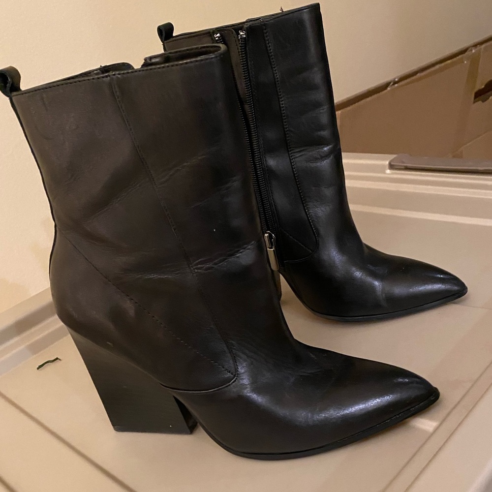 Black leather boots